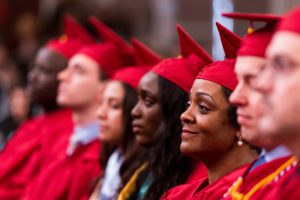 students at graduation, graduates degree, graduation