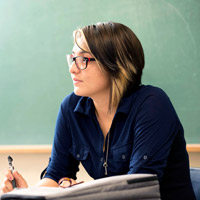 student at desk