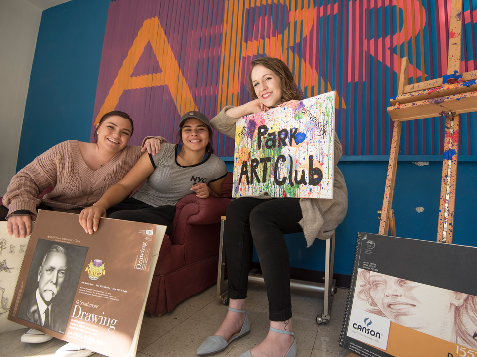 students in art club