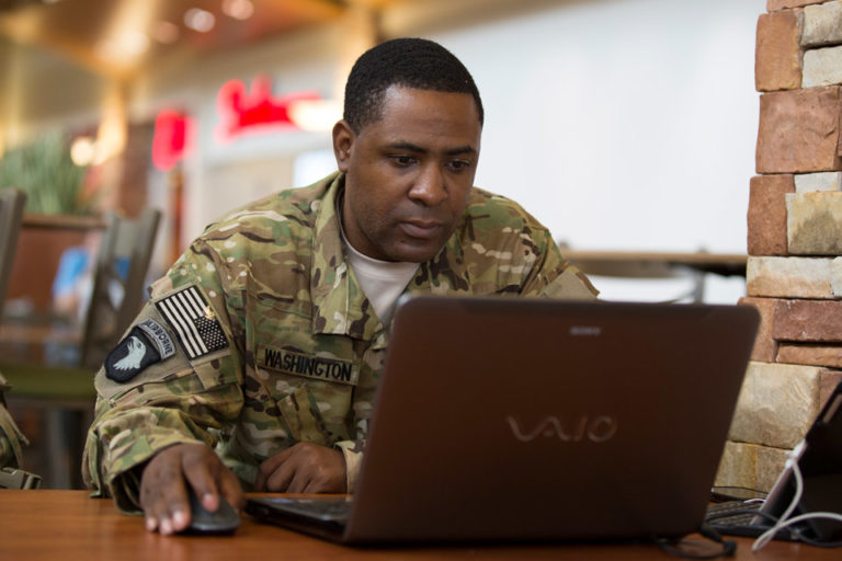 soldier at laptop