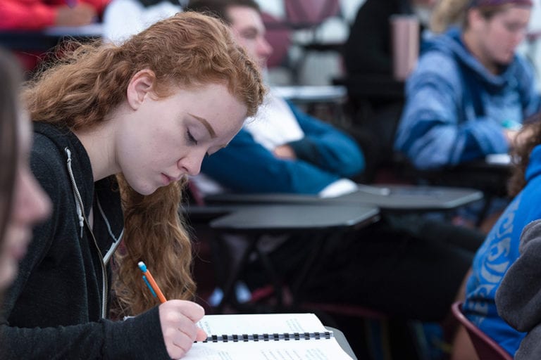 student in class