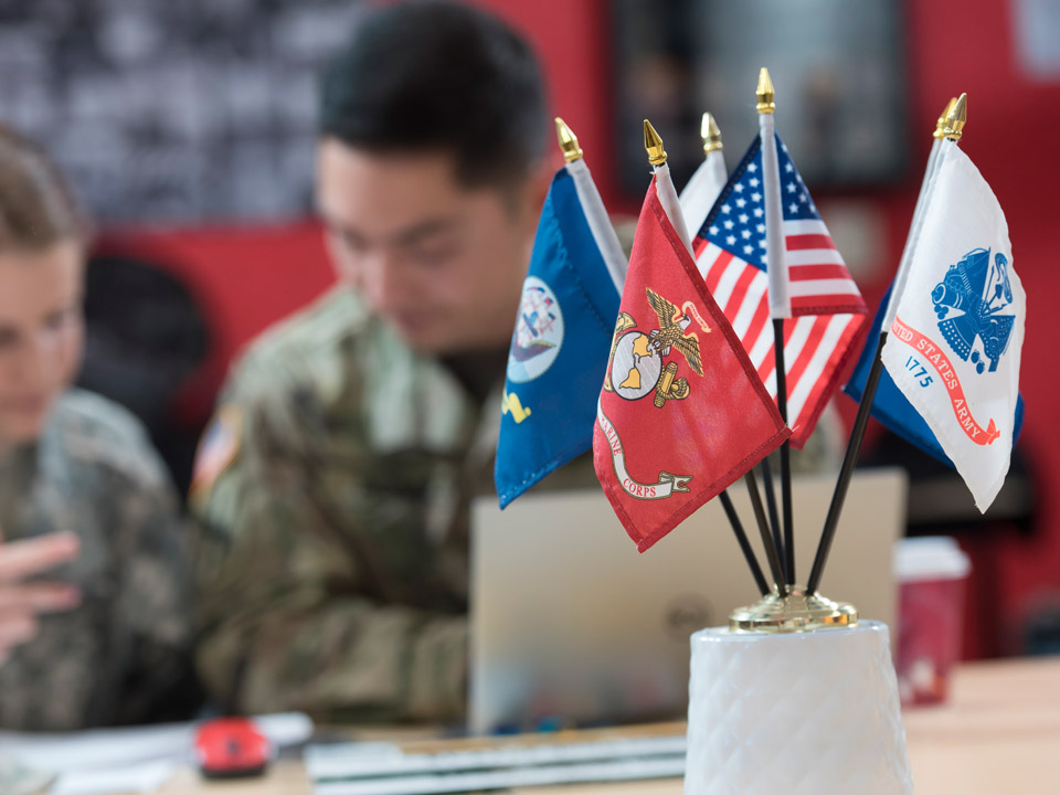 flags on table