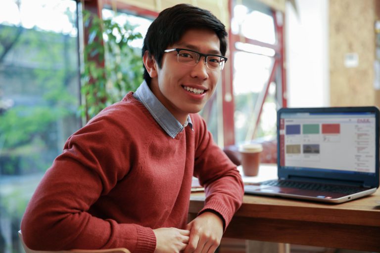 student at laptop