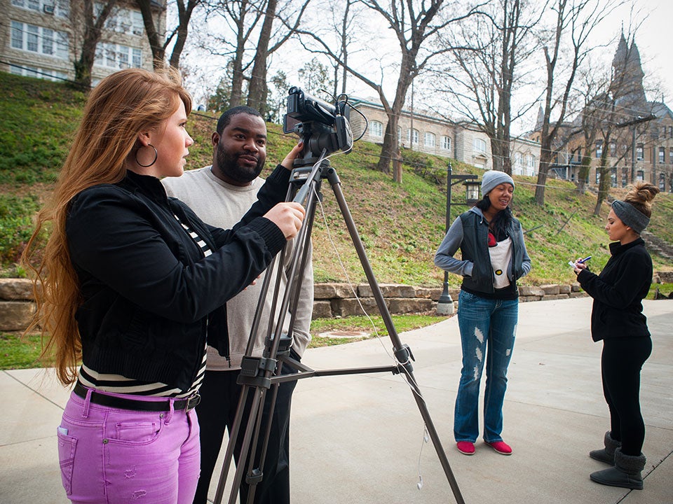 students with camera