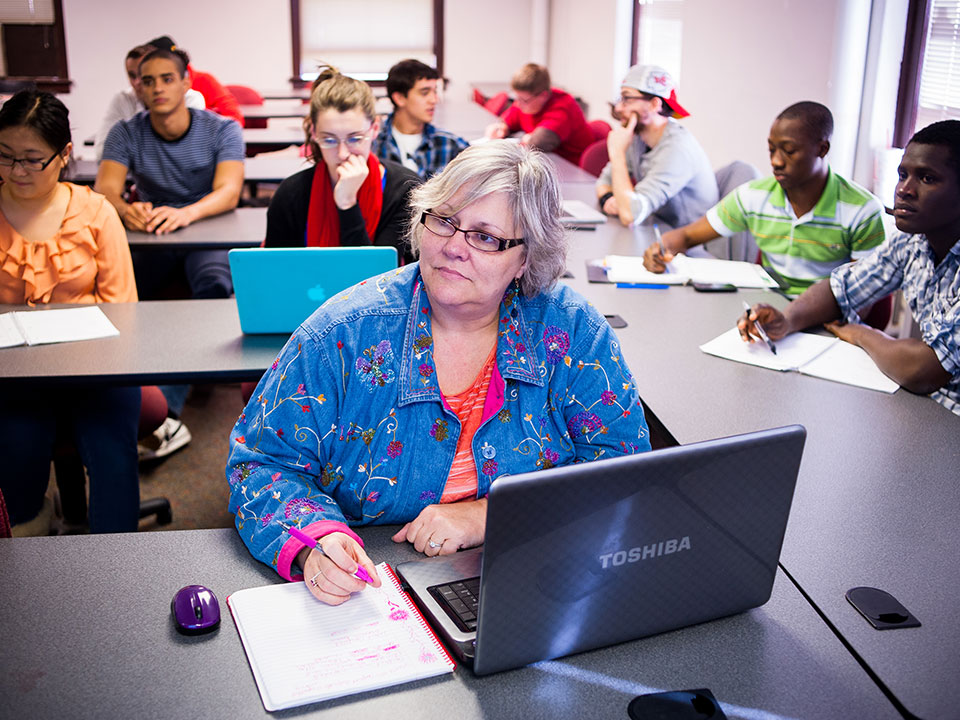 student at laptop