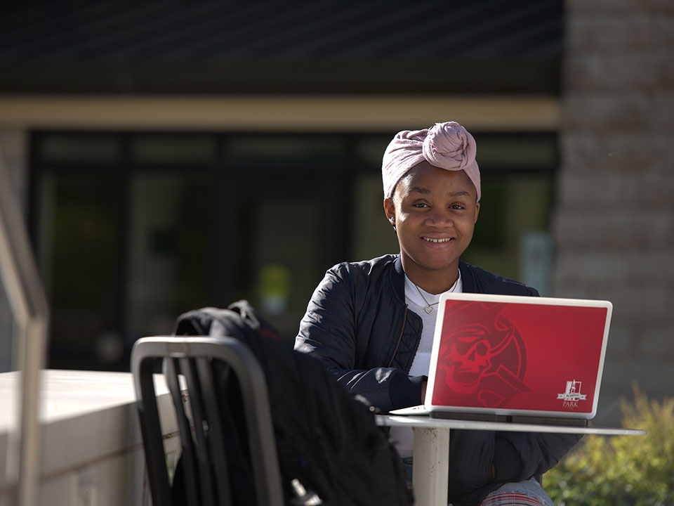 student with laptop