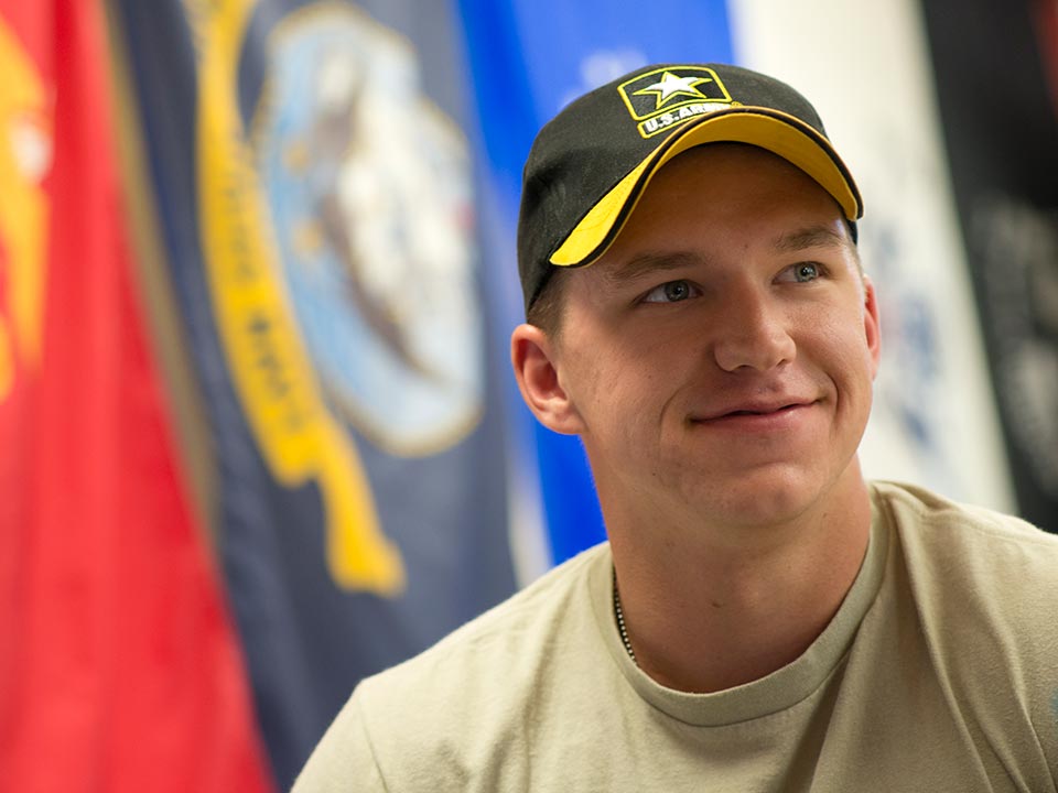 closeup of student in hat