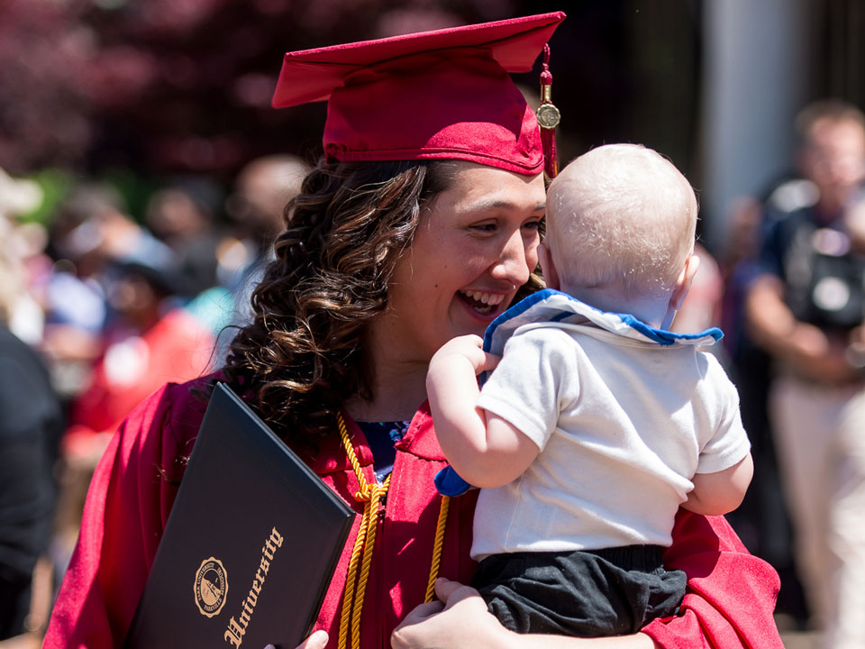 graduate with baby