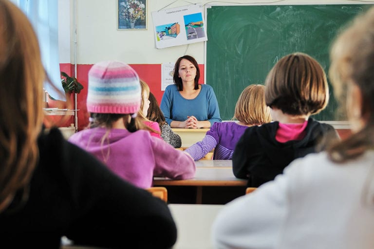 teacher with young class