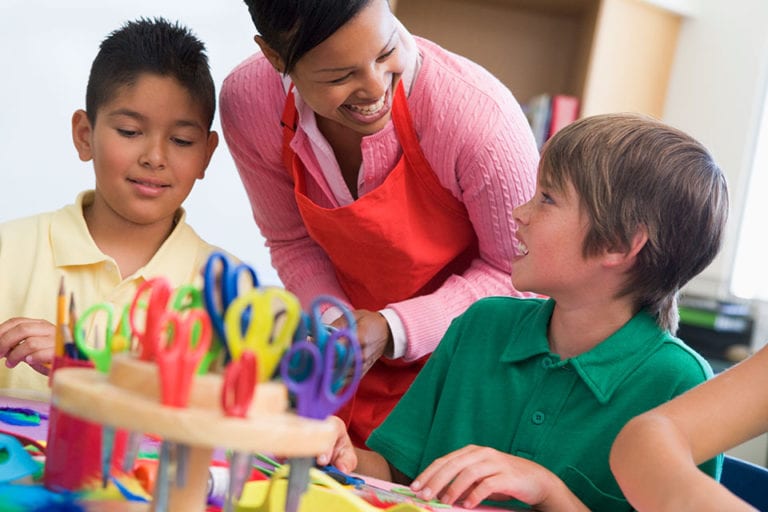 teacher with students