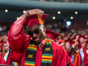 student in cap and gown