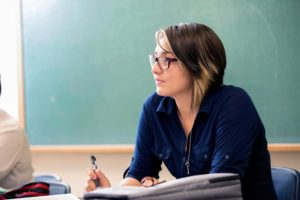 student in class