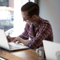 student at laptop