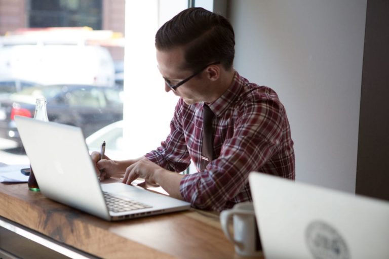 student at laptop