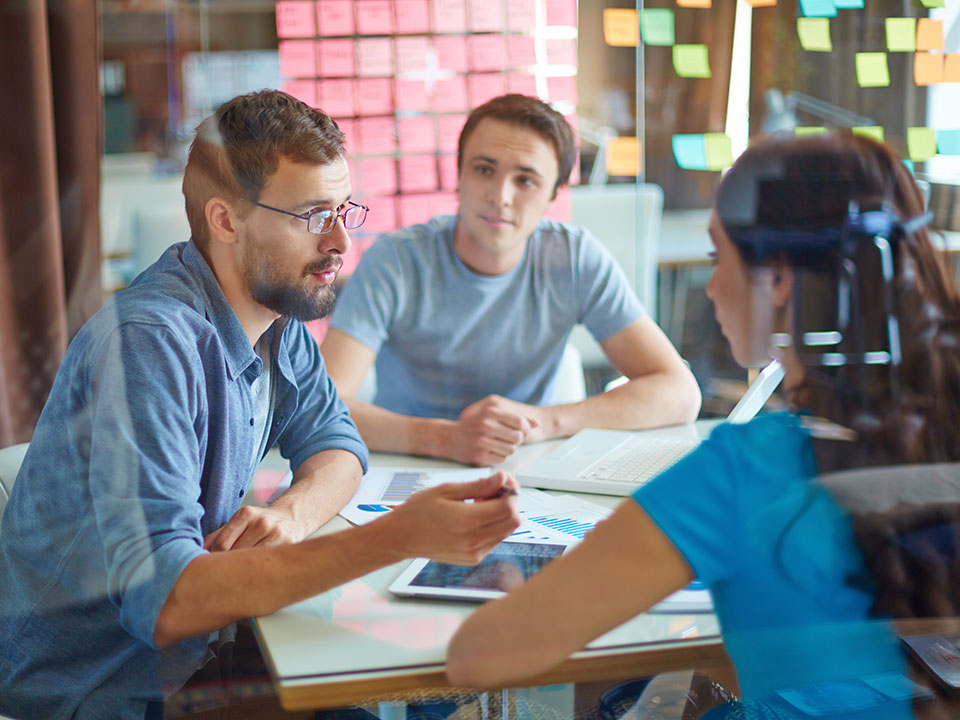 group of students talking