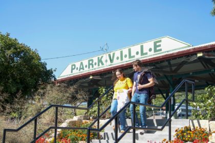 students walking in Parkville