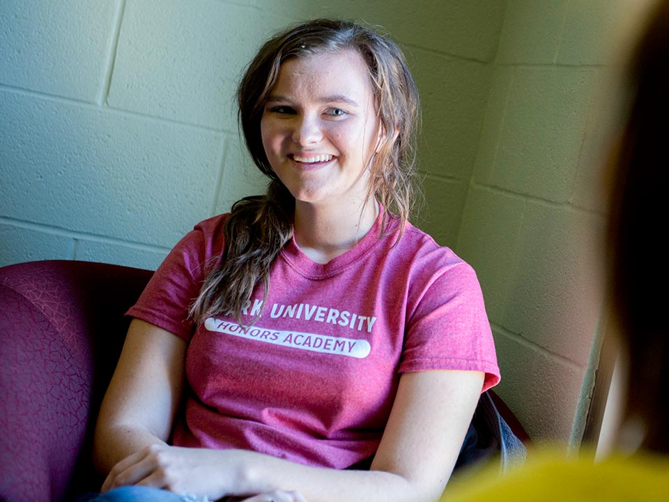 close up of female student