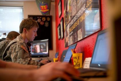 students at computers