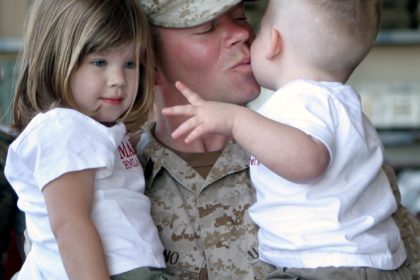 soldier with children