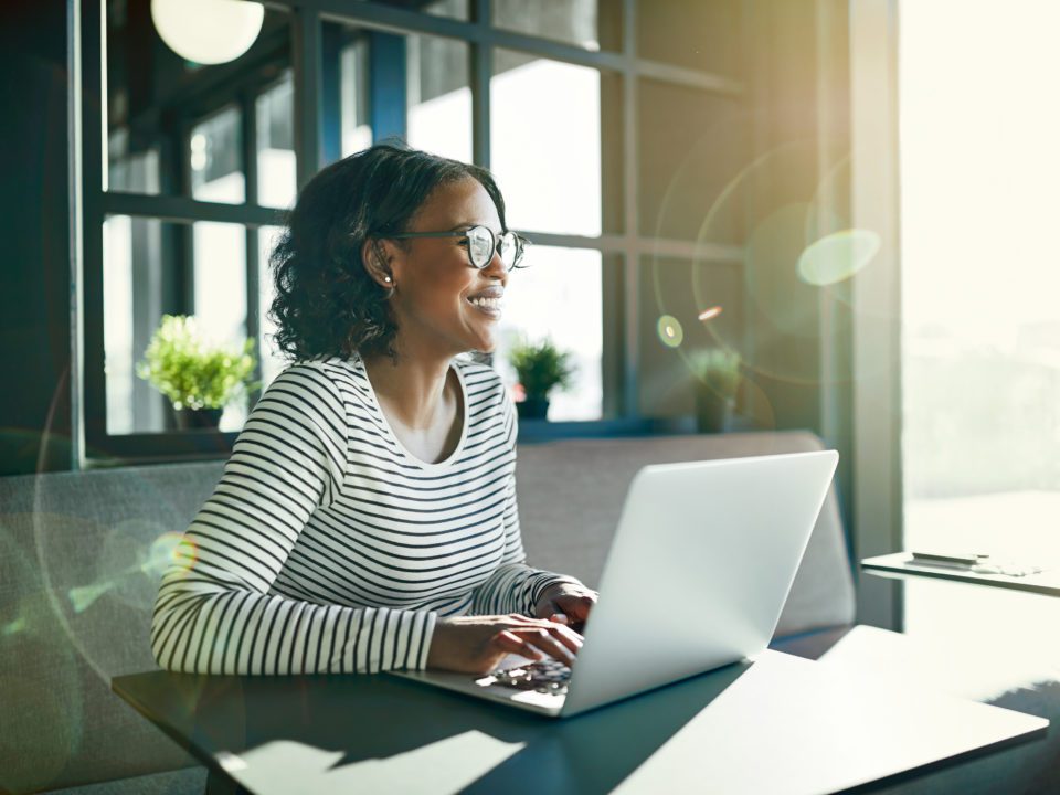 woman working on laptop