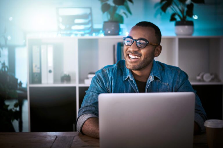 man working on laptop