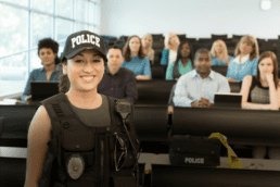 Police Officer in Criminal Justice Classroom - Park University