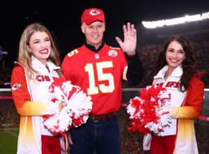 Andrew Shoffner with Kansas City Chiefs cheerleaders