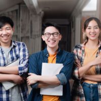 Asian students on campus