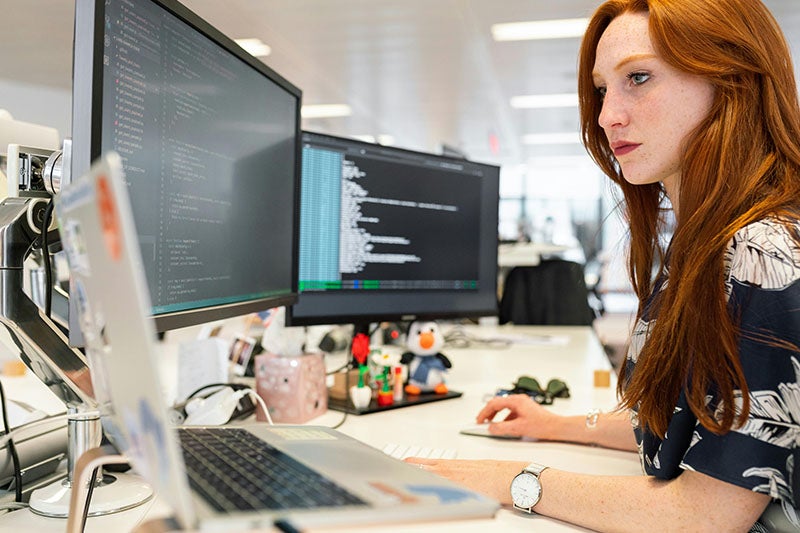 Professional working on machine learning code