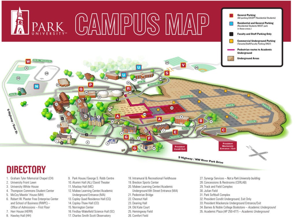 park university campus map